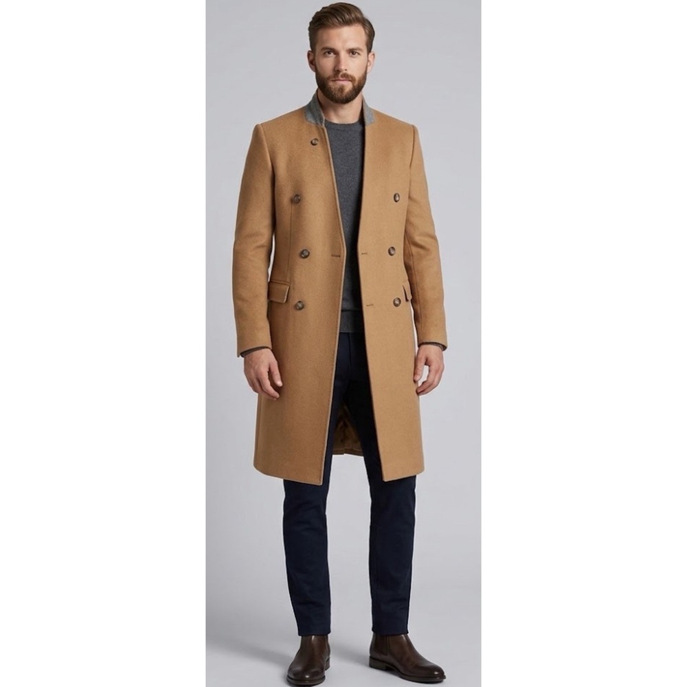 Maison Martin Margiela x H&M Wool Trench Coat Camel Tan 46R 56 EUR High Neck
